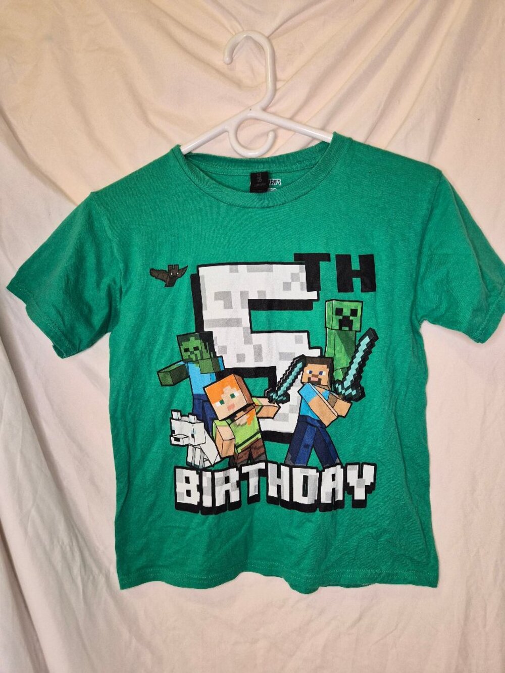 Minecraft 5th Birthday T-Shirt M Youth But could fit like Toddler Size (4-6) EUC